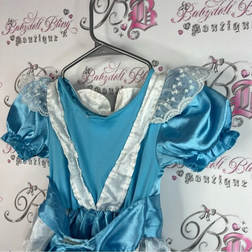 Disney Alice in wonderland costume dress teacups Blue and White Kids Costume - Picture 10 of 13